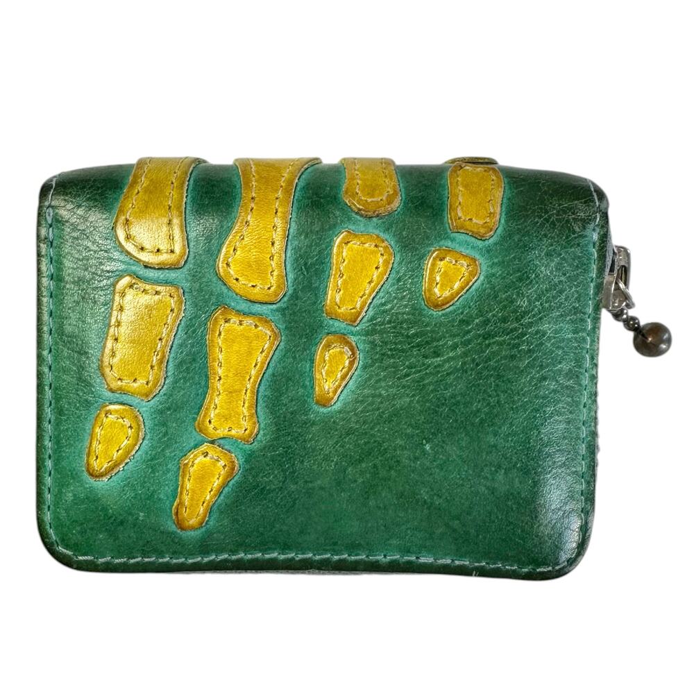 Kapital Green Bone Hand Leather Zip Wallet